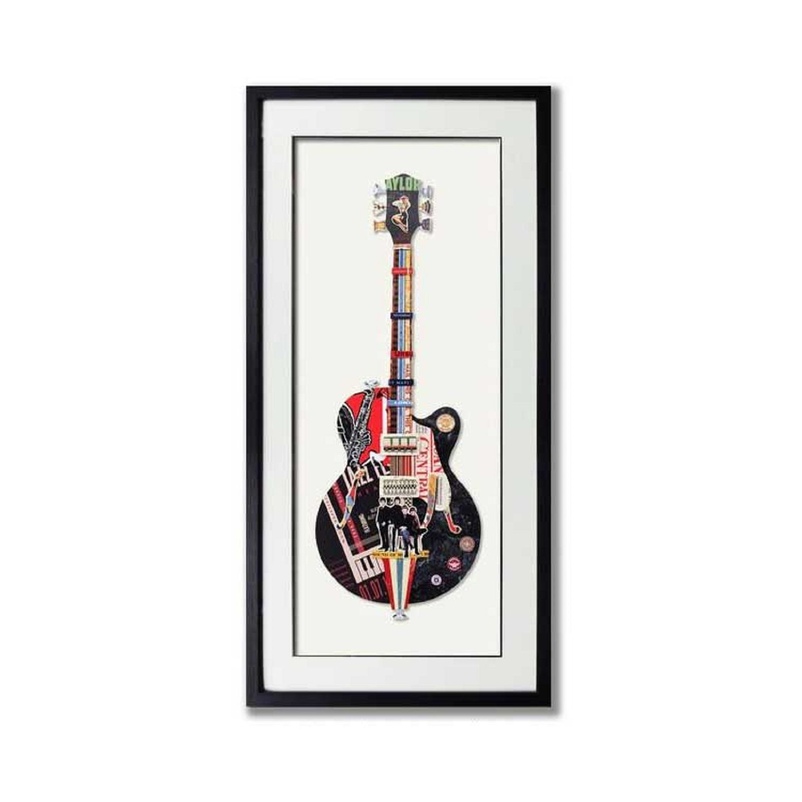 Πίνακας Κολάζ “Guitar” Μαύρoς MDF/Γυαλί 50x100 εκ.