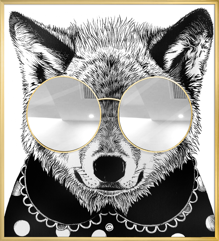Πίνακας "Racoon Thug Life" με Ασημί καθρέφτη MDF/Καμβάς 118x130 εκ.