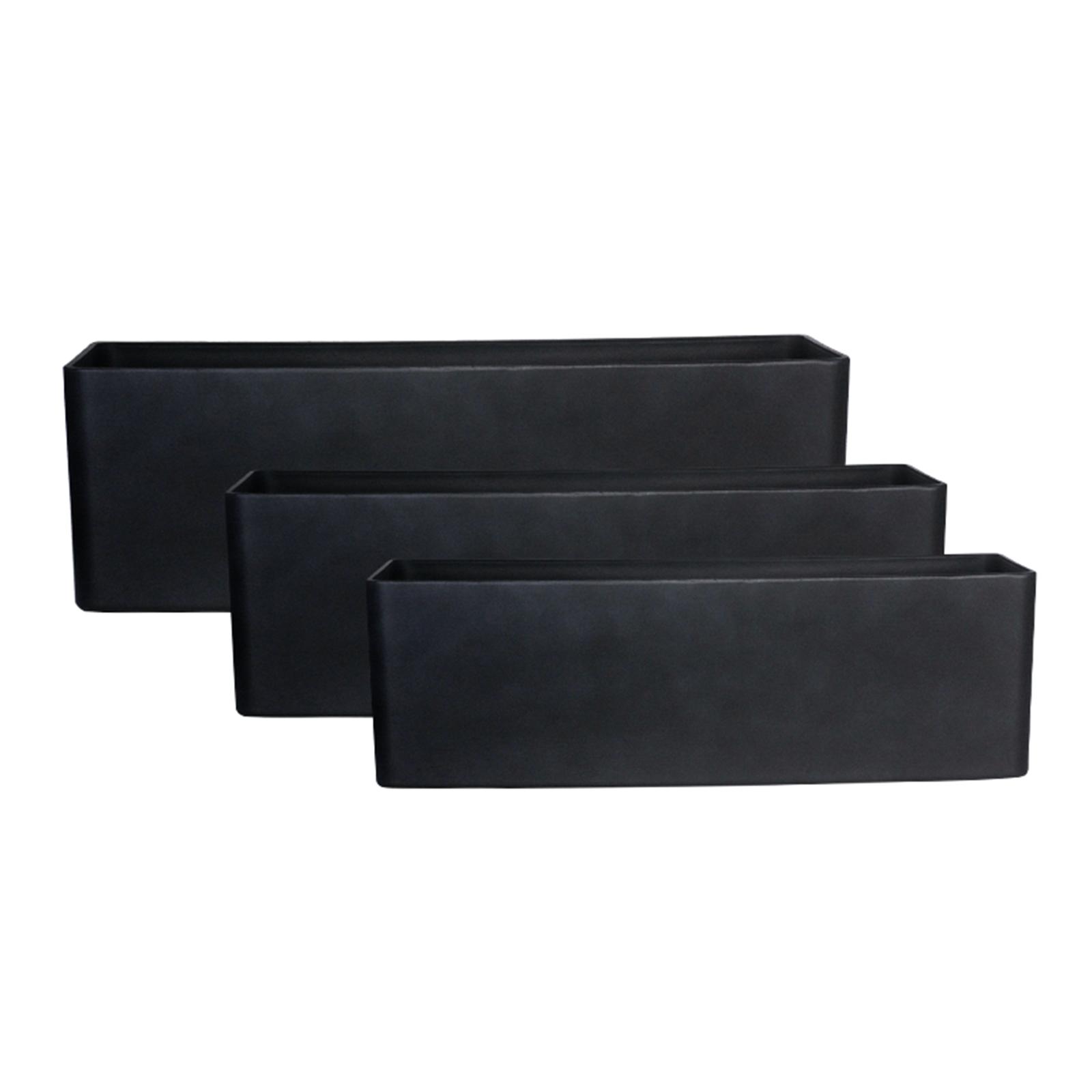 Γλάστρα Ρητίνης Ορθογώνια "Linear Block" Μαύρη L 80x26x26 εκ.