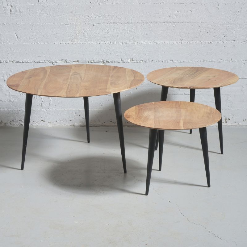 Τραπέζι Ξύλινο Καφέ Set/3 70x70x45 εκ.