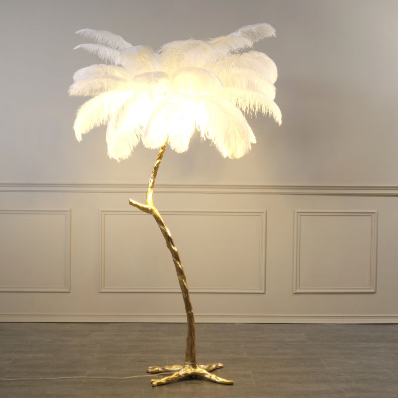 Φωτιστικό Επιδαπέδιο ''Ostrich'' Λευκό/Χρυσό 170 εκ.