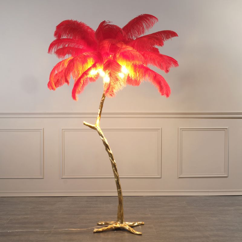 Φωτιστικό Επιδαπέδιο ''Ostrich'' Κόκκινο/Χρυσό 170 εκ.