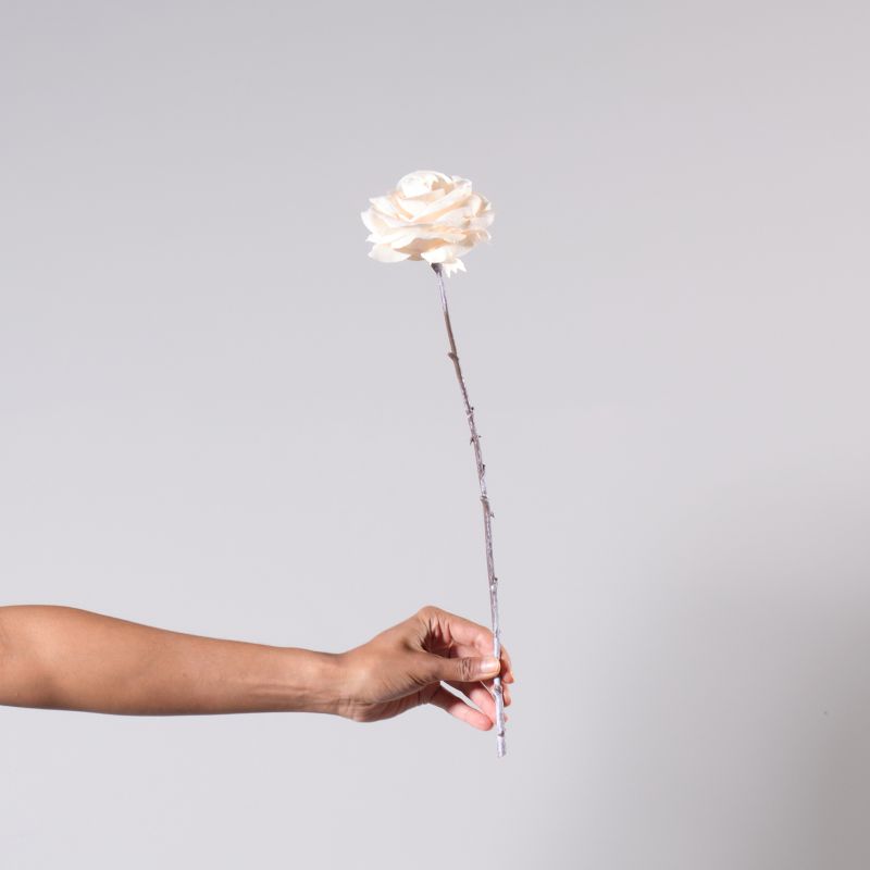 Τεχνητό Κλωνάρι Τριαντάφυλλο Παγωμένο Λευκό 45 εκ.