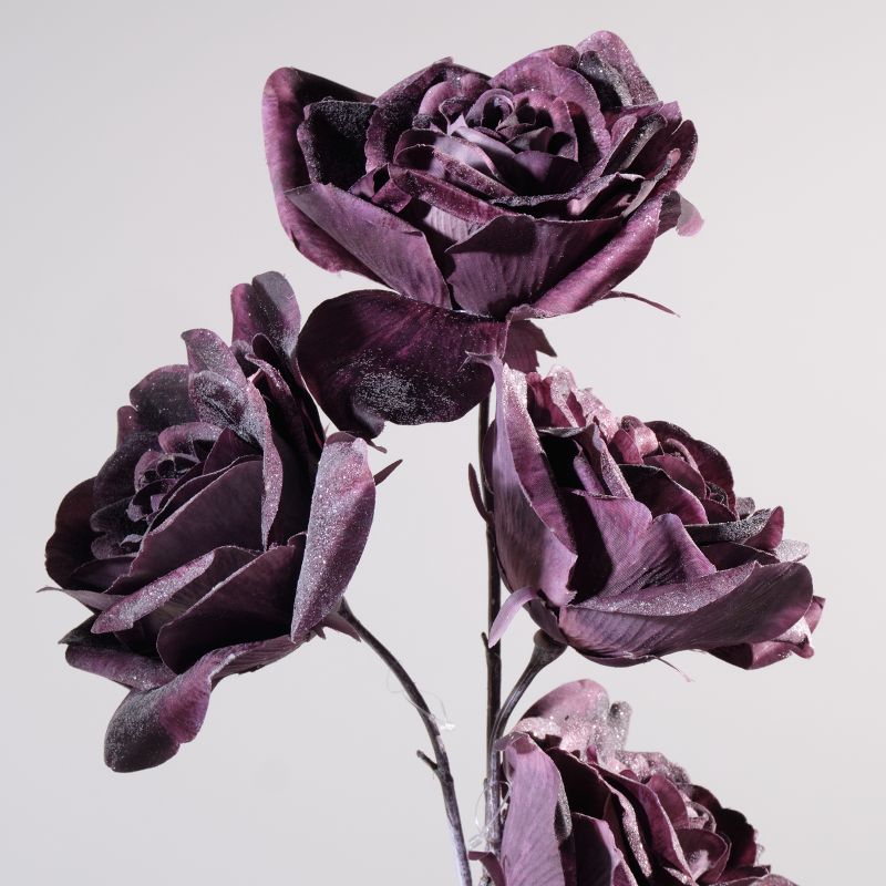 Τεχνητό Κλωνάρι Τριαντάφυλλο Παγωμένο Μαύρο 46 εκ.